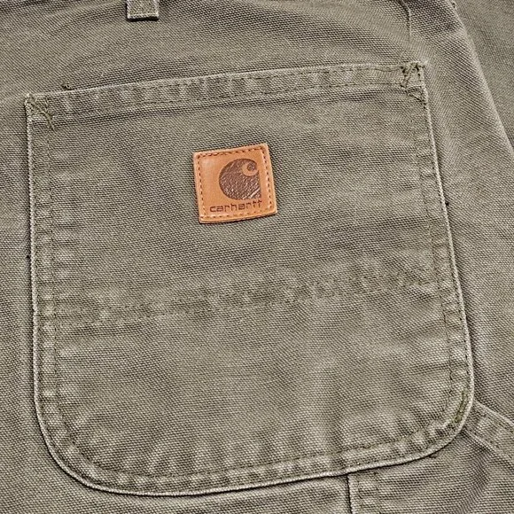 Vtg Carhartt Pants Mens 42x31.5 Olive Green B11 Duck Carpenter Work USA 90s - Picture 7 of 16